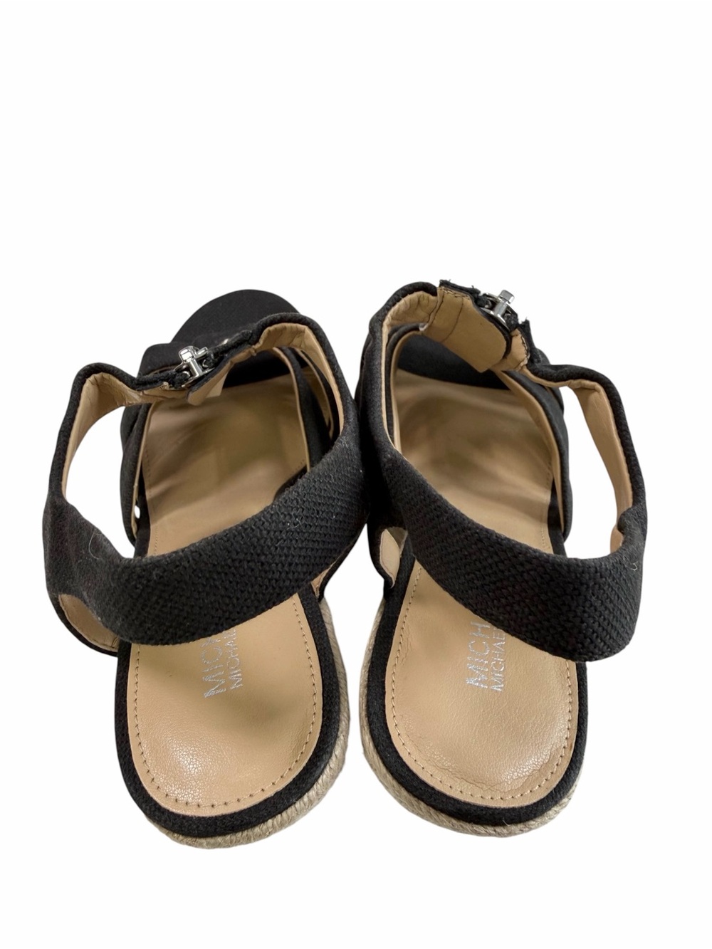 Michael Kors Berkley T Strap Espadrille Wedge Sandals Black Canvas Size 7M - Picture 9 of 16
